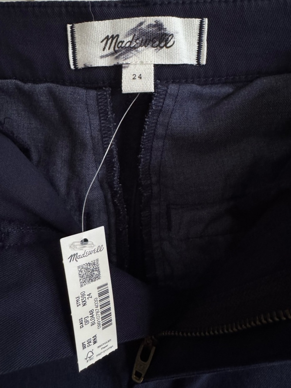 Madewell The Wide-Leg Pant in Twill Size 24 - Midnight Navy - Picture 6 of 6